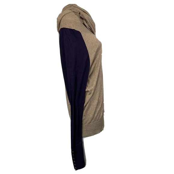 Ruby Moon Sweater Womens Sz L Beige Purple Cowl Neck Buttons Long Sleeve - Picture 3 of 9